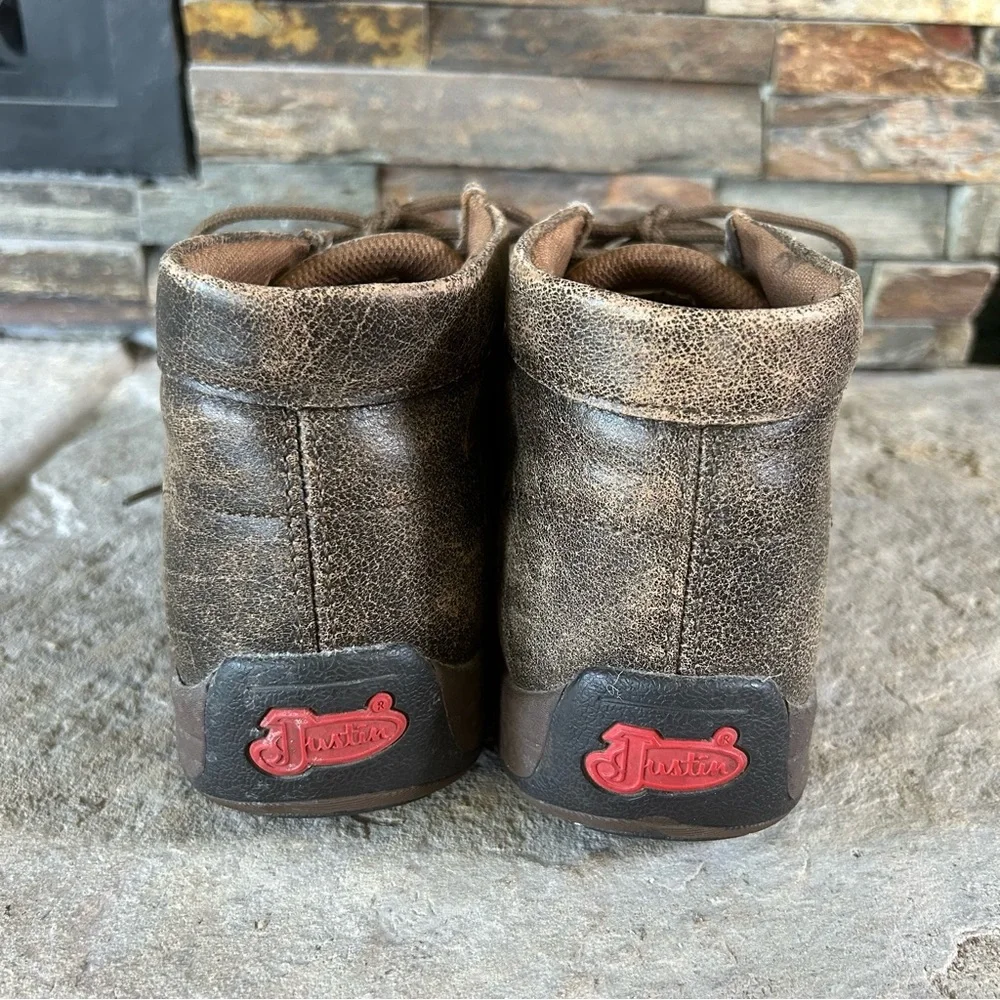 Justin Boots Brown Leather Driver Mocs Size 10.5‎